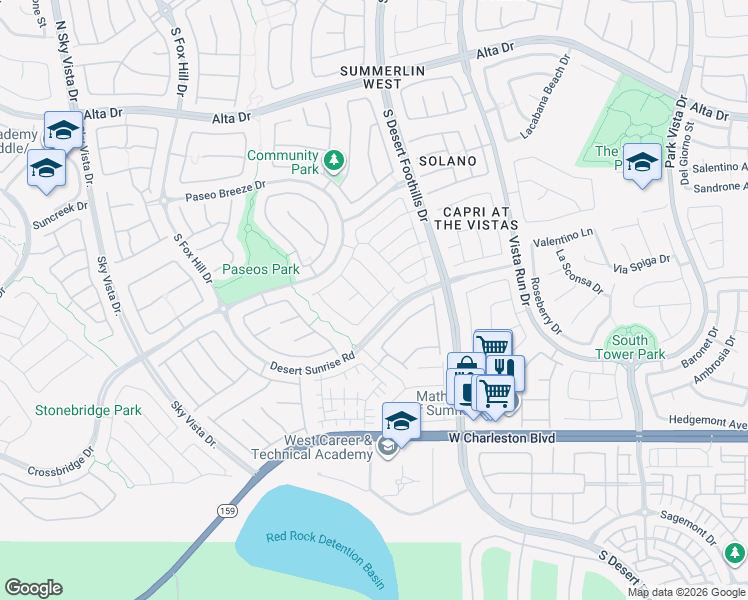 map of restaurants, bars, coffee shops, grocery stores, and more near 12042 West Cielo Amber Lane in Las Vegas