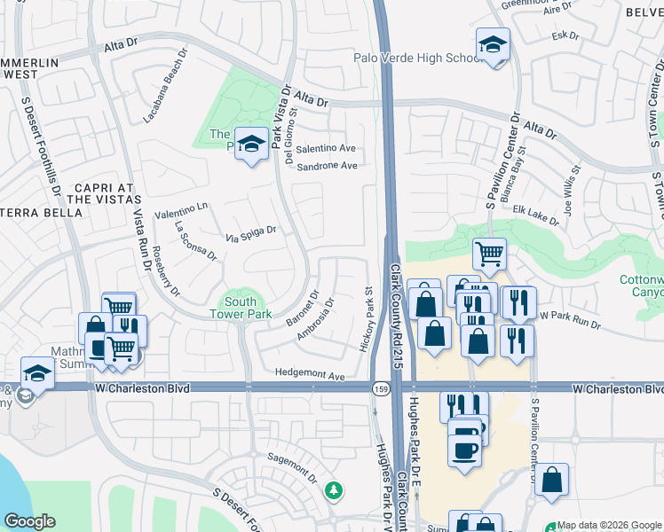 map of restaurants, bars, coffee shops, grocery stores, and more near 920 Baronet Drive in Las Vegas