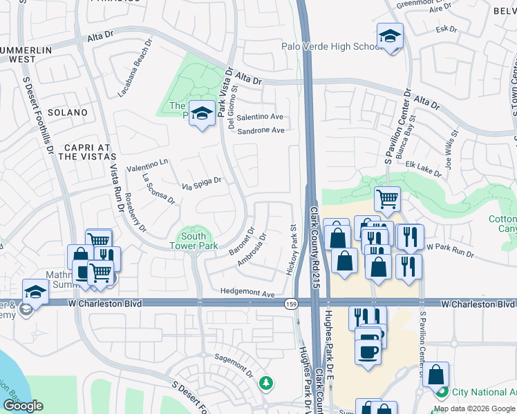 map of restaurants, bars, coffee shops, grocery stores, and more near 912 Baronet Drive in Las Vegas