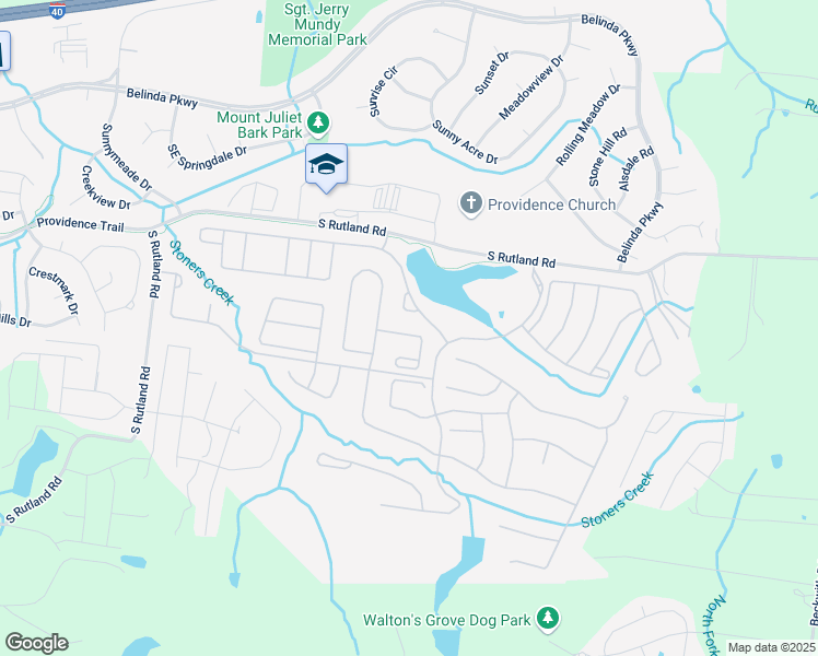 map of restaurants, bars, coffee shops, grocery stores, and more near 213 Battalion Way in Mt. Juliet