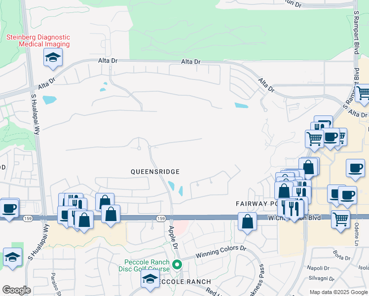 map of restaurants, bars, coffee shops, grocery stores, and more near 9409 Kings Gate Court in Las Vegas