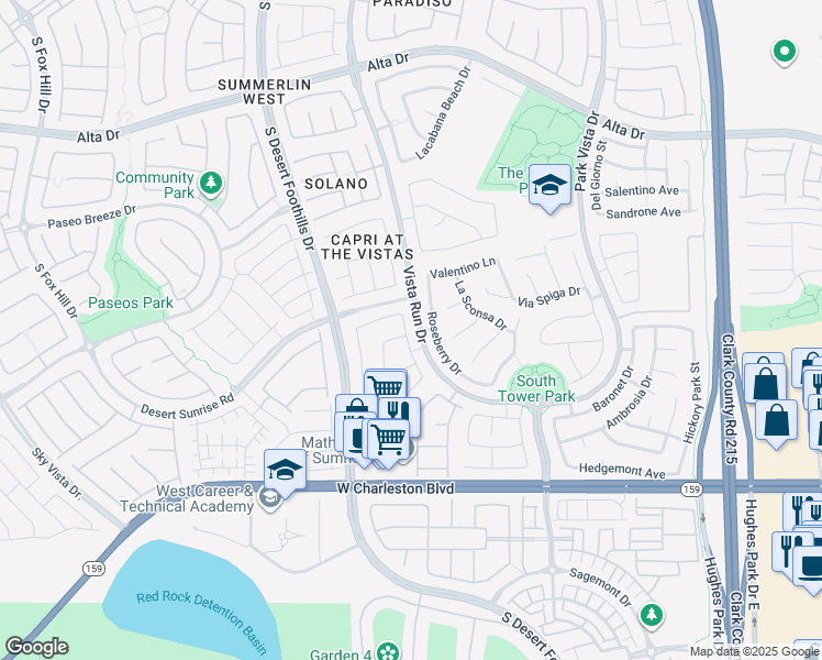 map of restaurants, bars, coffee shops, grocery stores, and more near 11613 Longhirst Hall Lane in Las Vegas