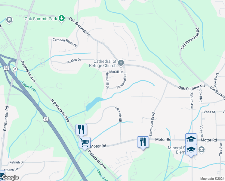 map of restaurants, bars, coffee shops, grocery stores, and more near 4809 Stonewall Street in Winston-Salem