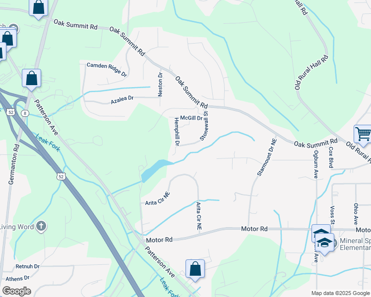 map of restaurants, bars, coffee shops, grocery stores, and more near 4809 Stonewall Street in Winston-Salem