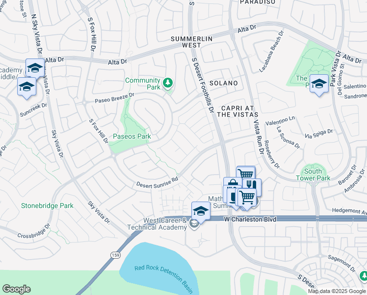 map of restaurants, bars, coffee shops, grocery stores, and more near 840 South Paseo Rocoso Place in Las Vegas