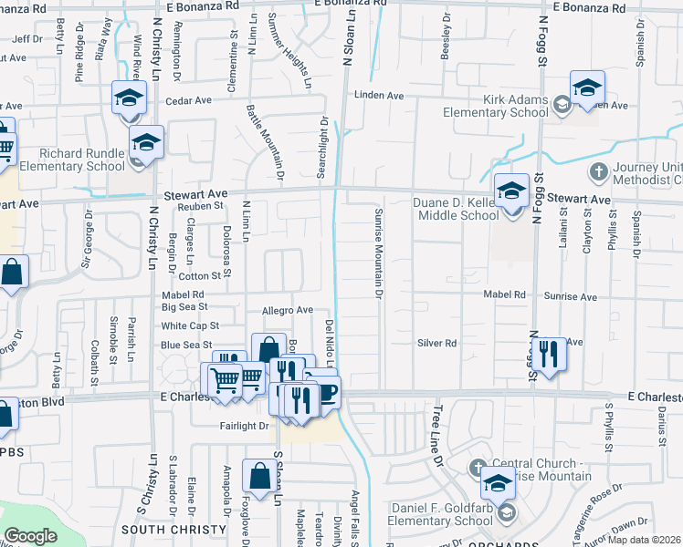 map of restaurants, bars, coffee shops, grocery stores, and more near 5931 Tamara Costa Court in Las Vegas