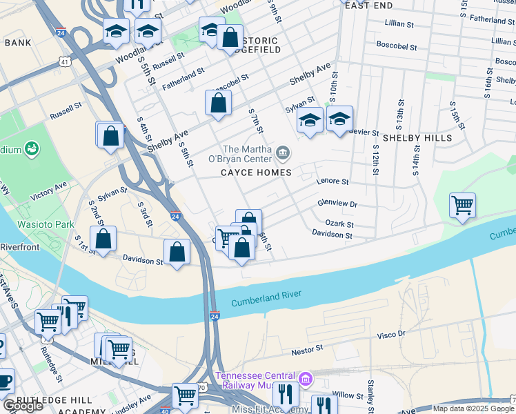 map of restaurants, bars, coffee shops, grocery stores, and more near 802 South 6th Street in Nashville