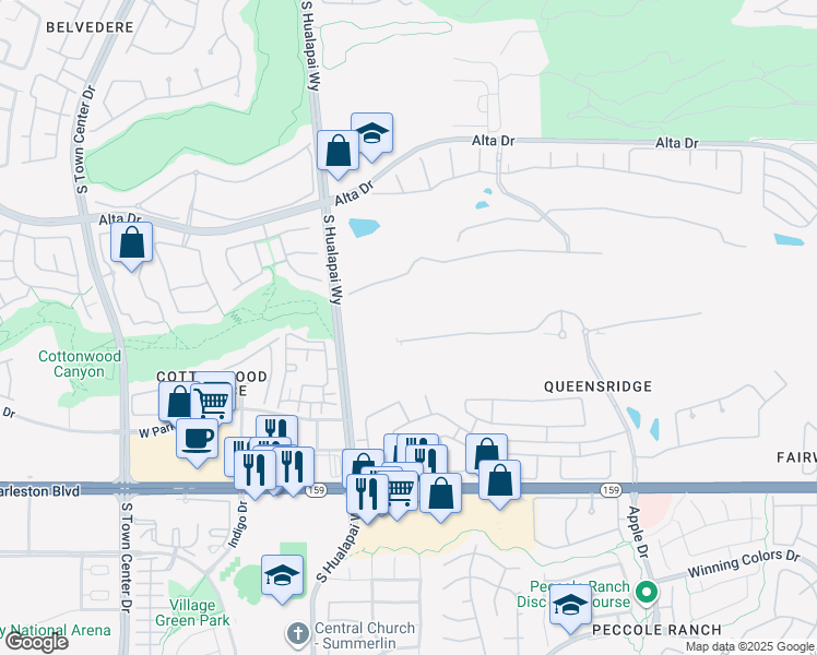 map of restaurants, bars, coffee shops, grocery stores, and more near 9820 Winter Palace Drive in Las Vegas