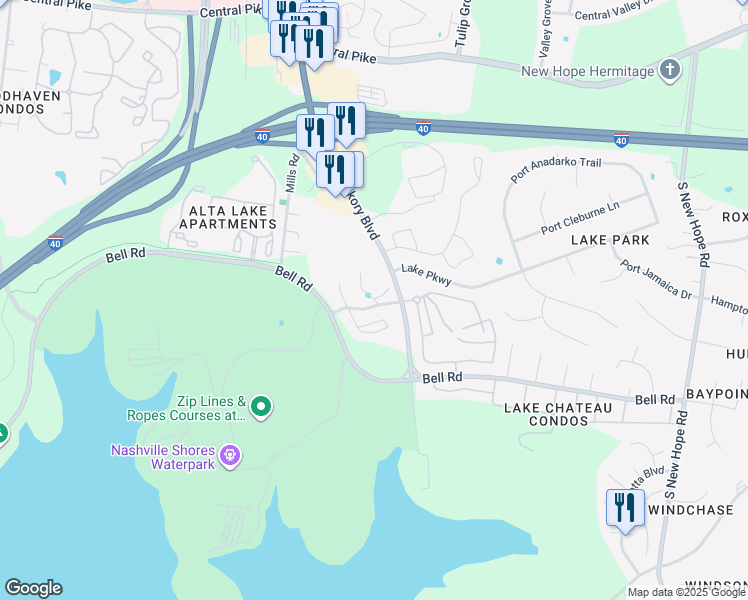 map of restaurants, bars, coffee shops, grocery stores, and more near 801 Arbor Lake Boulevard in Nashville