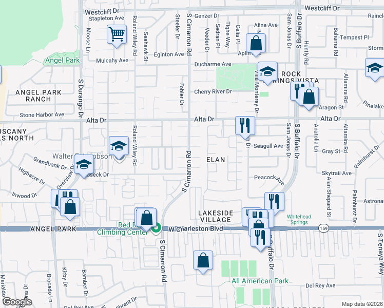map of restaurants, bars, coffee shops, grocery stores, and more near 8100 Tribal Circle in Las Vegas