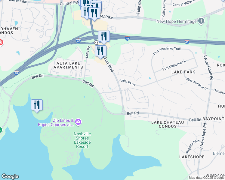 map of restaurants, bars, coffee shops, grocery stores, and more near 801 Arbor Lake Boulevard in Nashville