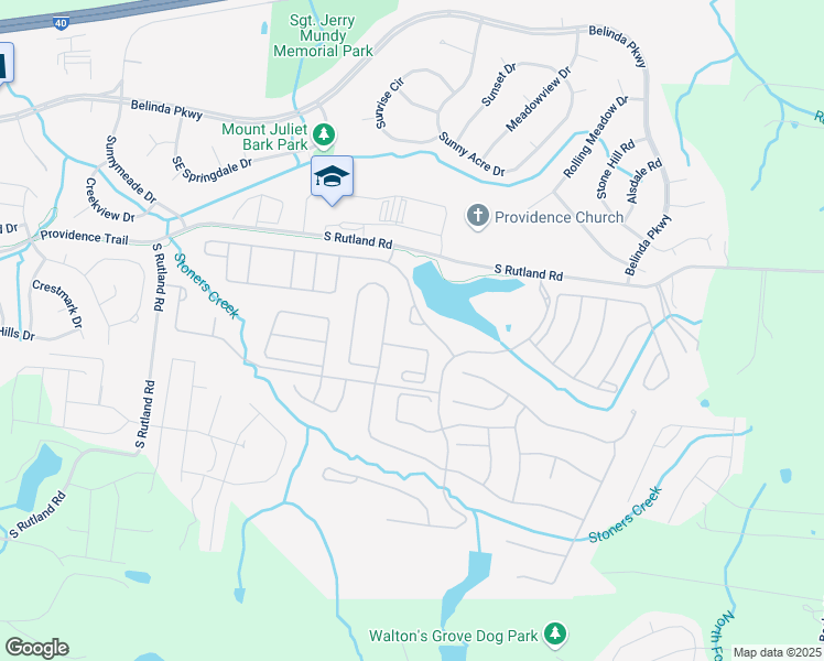 map of restaurants, bars, coffee shops, grocery stores, and more near 213 Battalion Way in Mt. Juliet