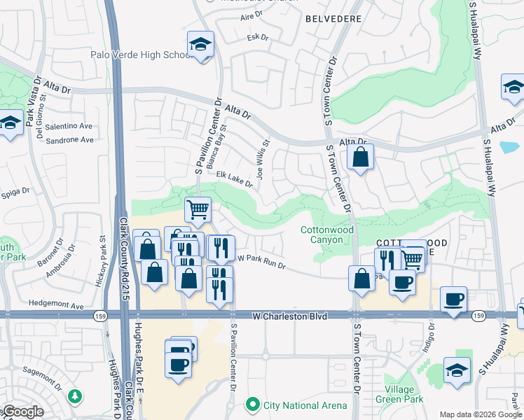 map of restaurants, bars, coffee shops, grocery stores, and more near 10717 Elk Lake Drive in Las Vegas