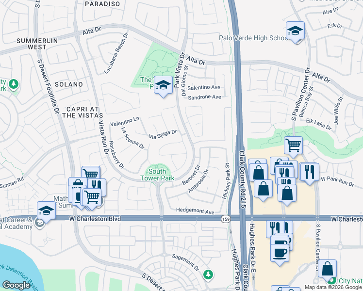 map of restaurants, bars, coffee shops, grocery stores, and more near 11305 West Altura Vista Drive in Las Vegas