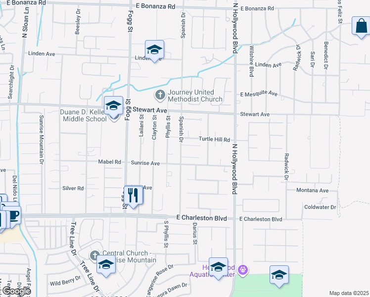 map of restaurants, bars, coffee shops, grocery stores, and more near 204 Spanish Drive in Las Vegas