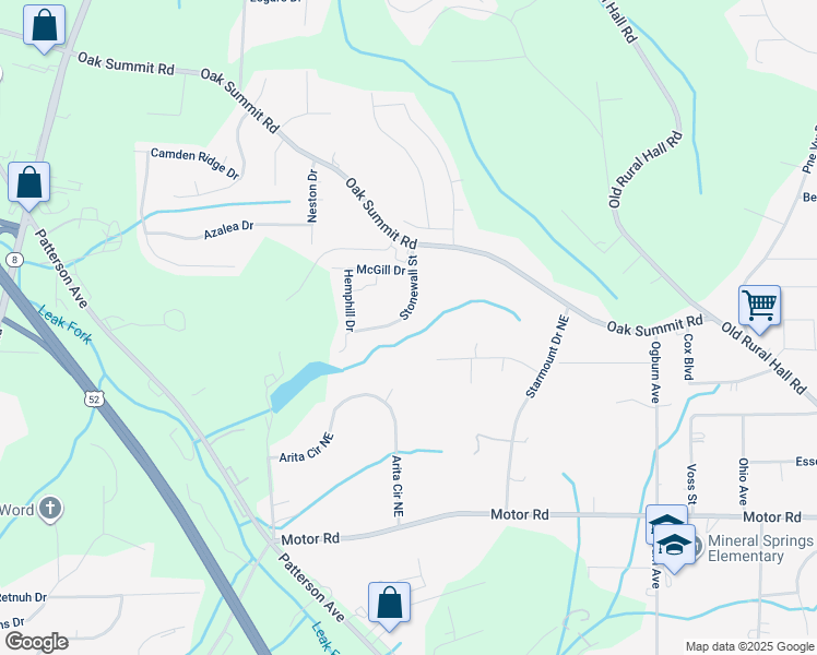 map of restaurants, bars, coffee shops, grocery stores, and more near 4835 Stonewall Street in Winston-Salem