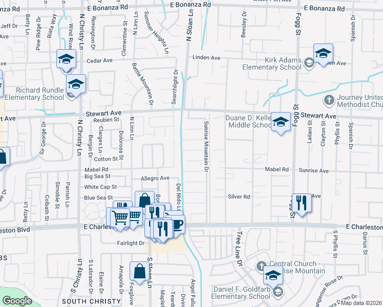 map of restaurants, bars, coffee shops, grocery stores, and more near 5939 Samia Court in Las Vegas