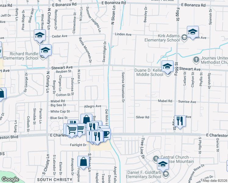 map of restaurants, bars, coffee shops, grocery stores, and more near 5939 Samia Court in Las Vegas