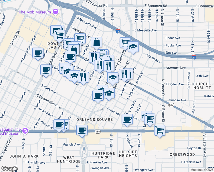 map of restaurants, bars, coffee shops, grocery stores, and more near in Las Vegas