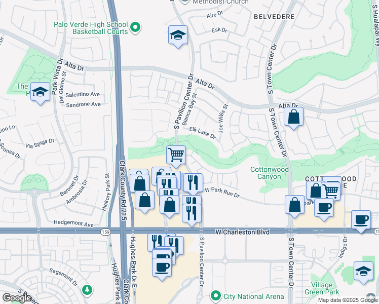 map of restaurants, bars, coffee shops, grocery stores, and more near 10820 Amber Ridge Drive in Las Vegas