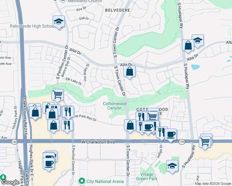 map of restaurants, bars, coffee shops, grocery stores, and more near 733 Chase Tree Street in Las Vegas