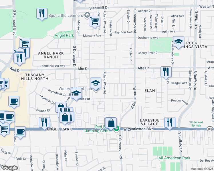 map of restaurants, bars, coffee shops, grocery stores, and more near 8300 Joseph Cary Court in Las Vegas