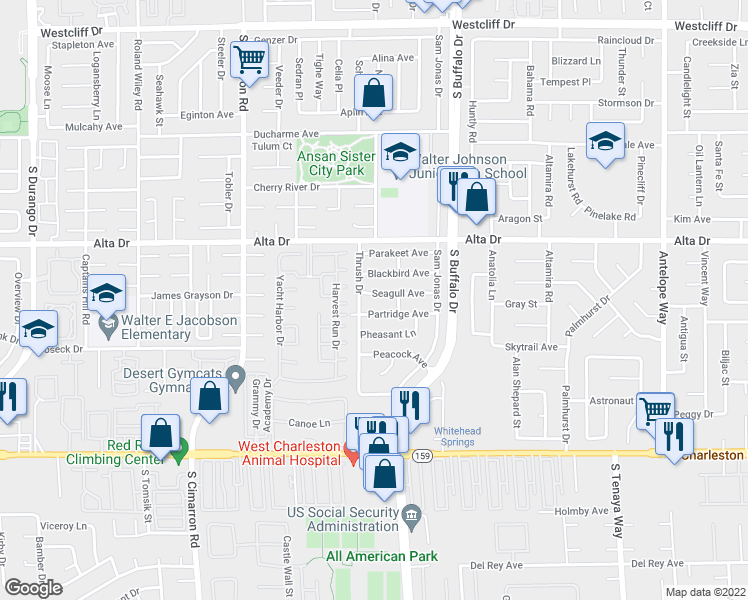 map of restaurants, bars, coffee shops, grocery stores, and more near 7725 Seagull Avenue in Las Vegas