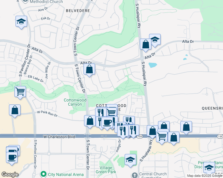 map of restaurants, bars, coffee shops, grocery stores, and more near 10309 Canyon Valley Avenue in Las Vegas