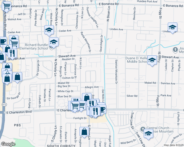 map of restaurants, bars, coffee shops, grocery stores, and more near 262 Solicito Street in Las Vegas