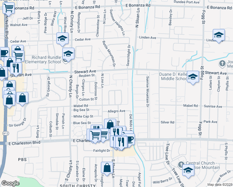 map of restaurants, bars, coffee shops, grocery stores, and more near 262 Solicito Street in Las Vegas