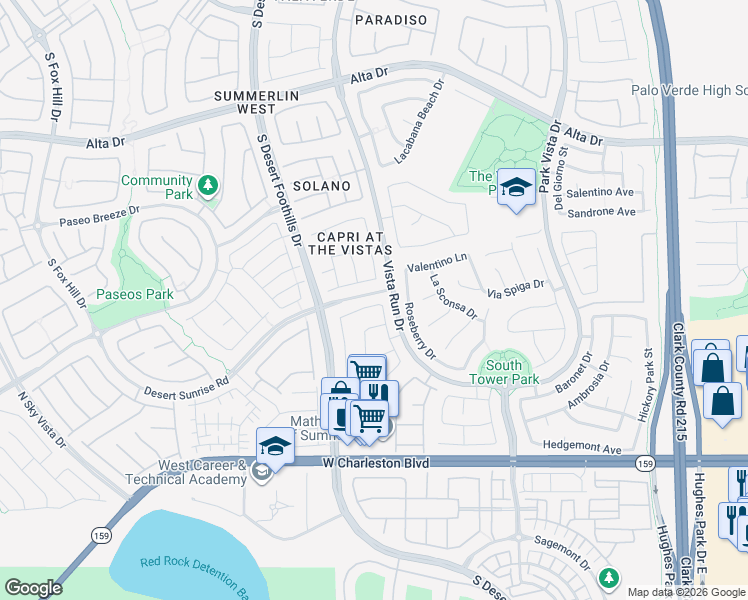 map of restaurants, bars, coffee shops, grocery stores, and more near 11616 West Kings Arms Lane in Las Vegas