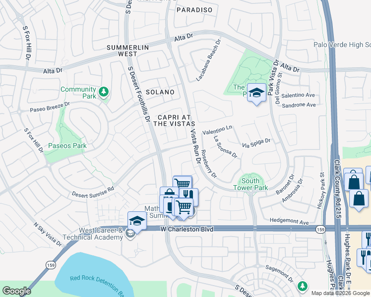 map of restaurants, bars, coffee shops, grocery stores, and more near 11605 Grotta Azzurra Avenue in Las Vegas