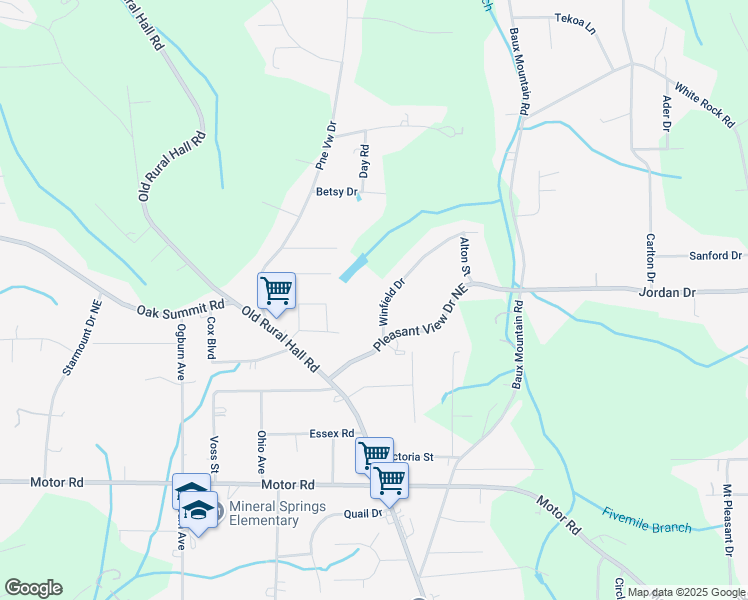 map of restaurants, bars, coffee shops, grocery stores, and more near 1227 Winfield Drive in Winston-Salem