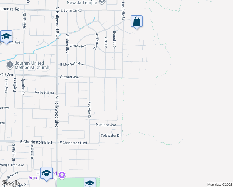 map of restaurants, bars, coffee shops, grocery stores, and more near Peaceful Street in Sunrise Manor