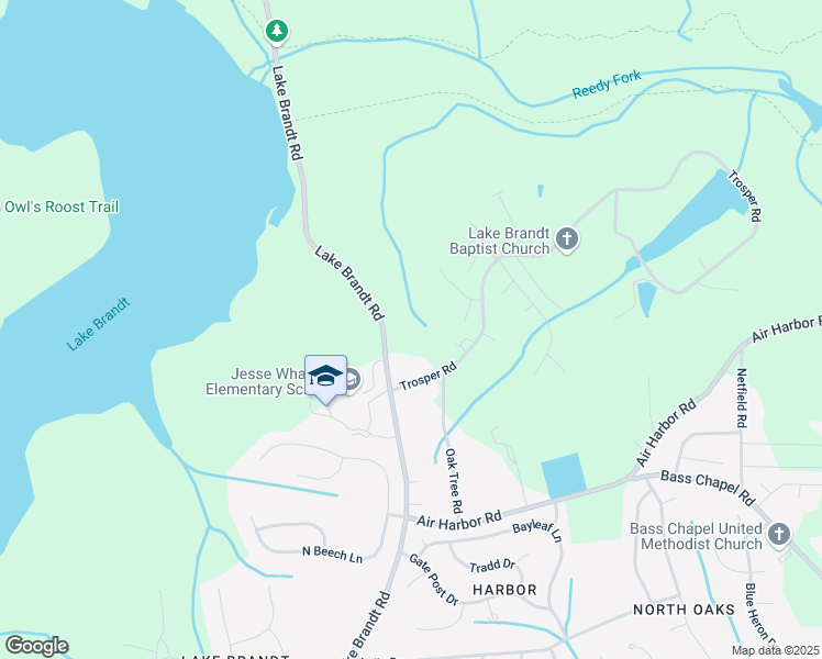 map of restaurants, bars, coffee shops, grocery stores, and more near 5910 Lake Brandt Road in Greensboro