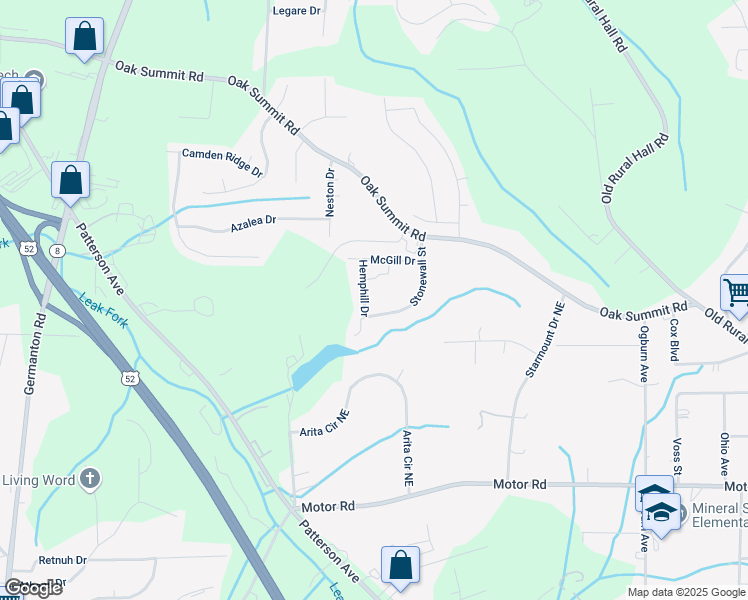 map of restaurants, bars, coffee shops, grocery stores, and more near 4811 Hemphill Drive in Winston-Salem