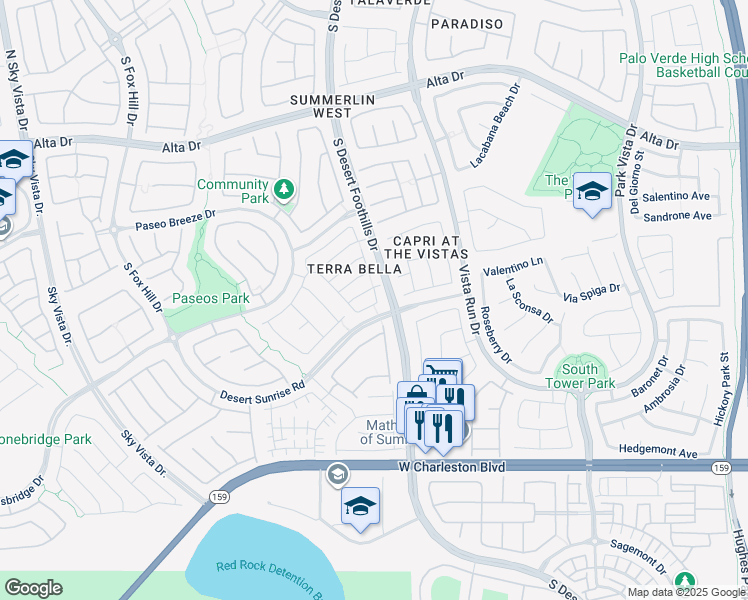 map of restaurants, bars, coffee shops, grocery stores, and more near 11832 West Barcinas Lane in Las Vegas