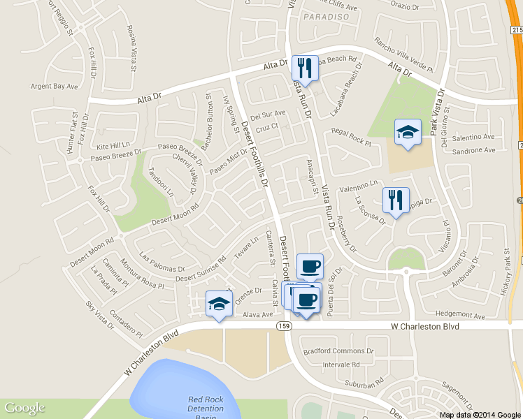 map of restaurants, bars, coffee shops, grocery stores, and more near 11832 West Barcinas Lane in Las Vegas