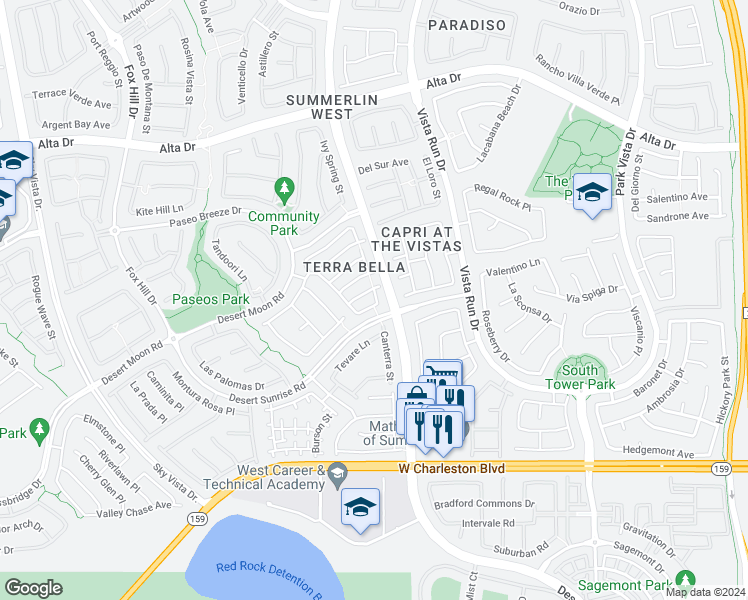 map of restaurants, bars, coffee shops, grocery stores, and more near 11832 West Barcinas Lane in Las Vegas