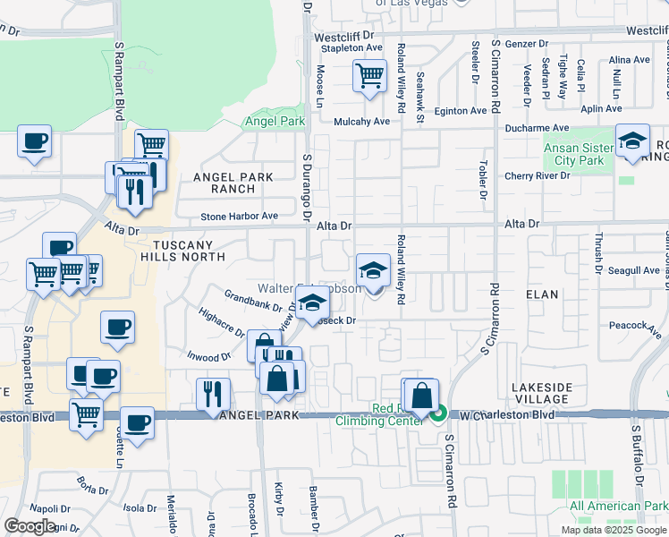map of restaurants, bars, coffee shops, grocery stores, and more near 8416 White Eagle Avenue in Las Vegas