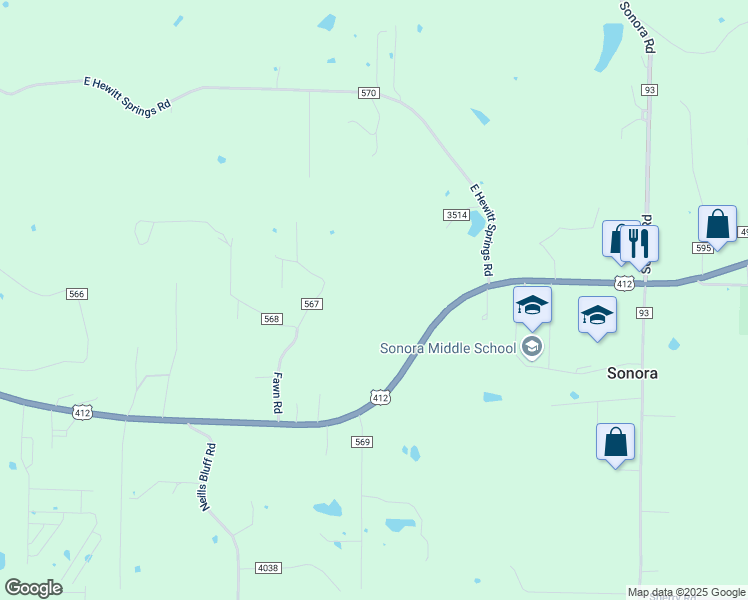 map of restaurants, bars, coffee shops, grocery stores, and more near 16806 U.S. 412 in Springdale