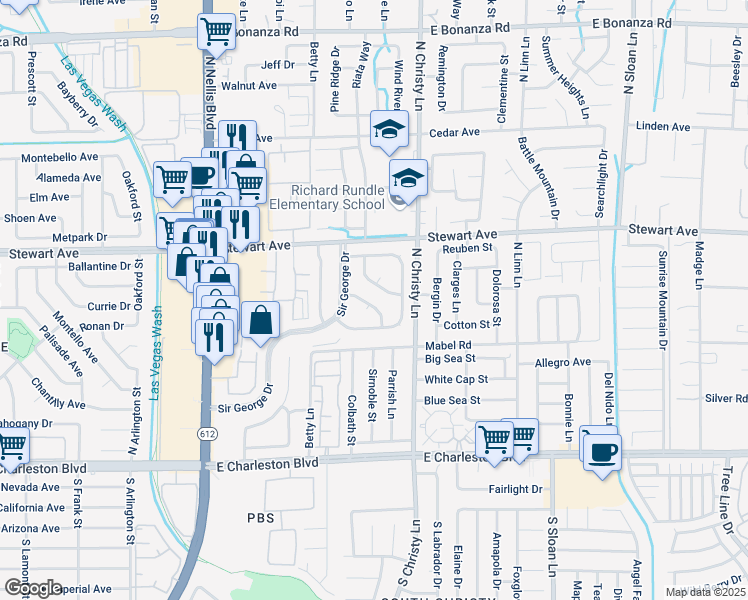 map of restaurants, bars, coffee shops, grocery stores, and more near 309 Sir Jeffery Street in Las Vegas