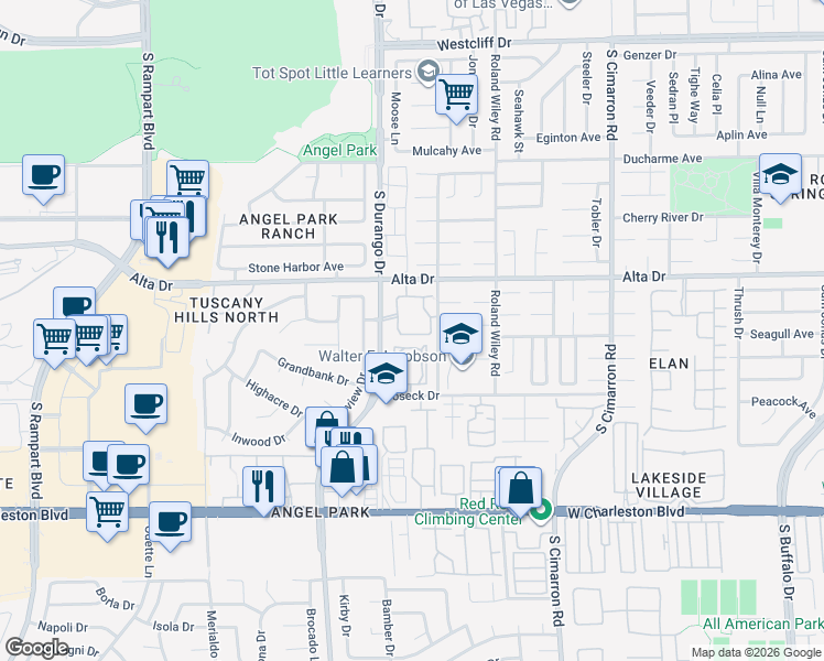 map of restaurants, bars, coffee shops, grocery stores, and more near 8416 White Eagle Avenue in Las Vegas