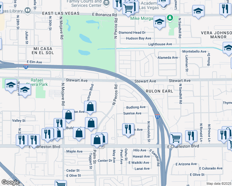 map of restaurants, bars, coffee shops, grocery stores, and more near in Las Vegas