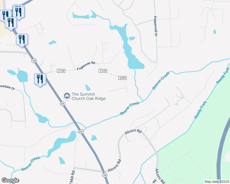 map of restaurants, bars, coffee shops, grocery stores, and more near 8005 Ives Drive in Oak Ridge