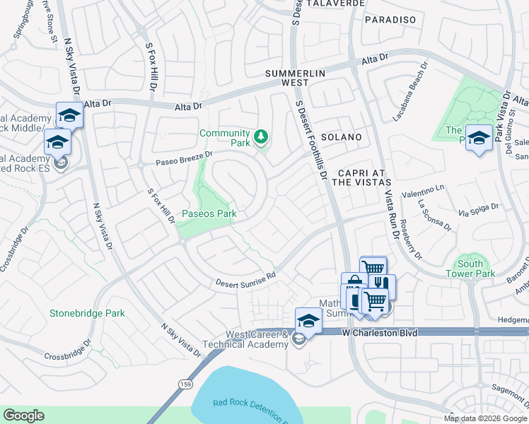 map of restaurants, bars, coffee shops, grocery stores, and more near 12028 West Prada Verde Drive in Las Vegas