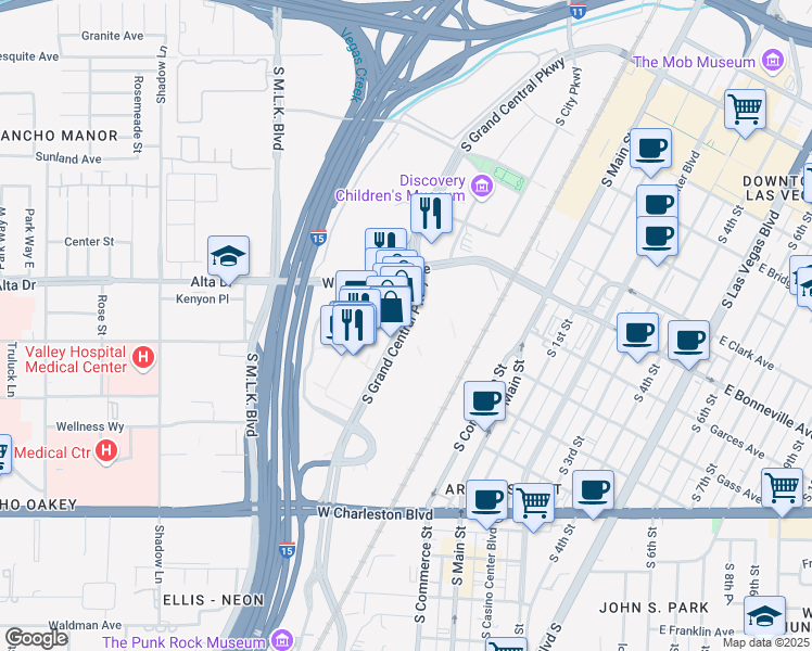 map of restaurants, bars, coffee shops, grocery stores, and more near in Las Vegas