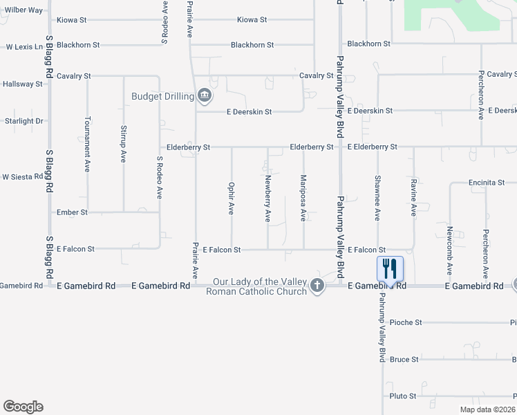 map of restaurants, bars, coffee shops, grocery stores, and more near 3720 Newberry Avenue in Pahrump