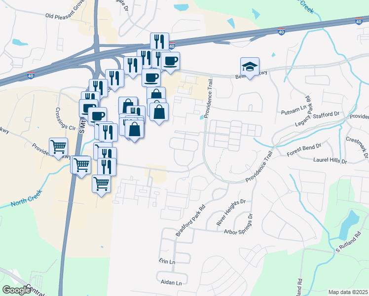 map of restaurants, bars, coffee shops, grocery stores, and more near 923 Aventura Drive in Mt. Juliet