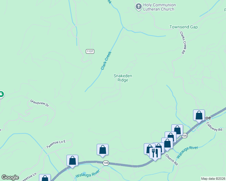 map of restaurants, bars, coffee shops, grocery stores, and more near 942 Ridge Haven Parkway in Banner Elk
